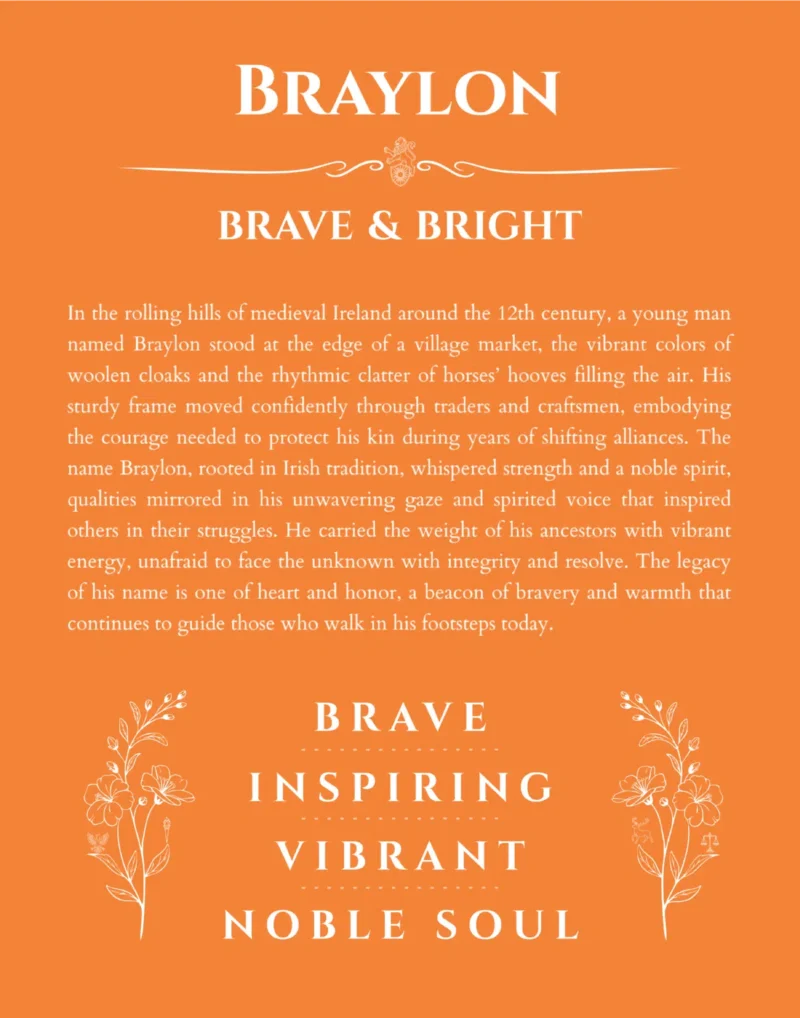 Braylon custom name meaning print in orange