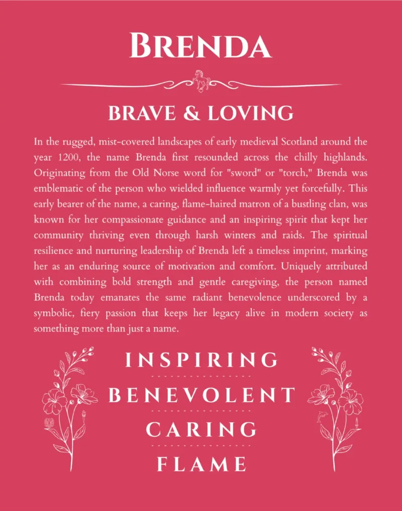 Brenda name meaning gift print in red