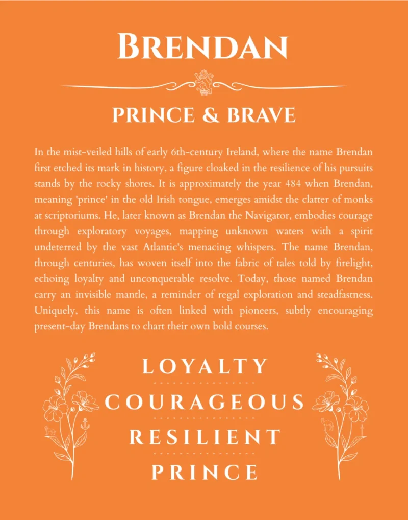 Brendan custom name meaning print in orange
