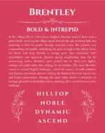 Brentley personalized name print with origin and traits in red