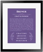 Brewer name meaning gift print in purple with black matte frame