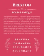 Brexton personalized name print with origin and traits in red
