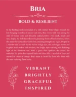 Bria custom name art showing meaning and origin in red