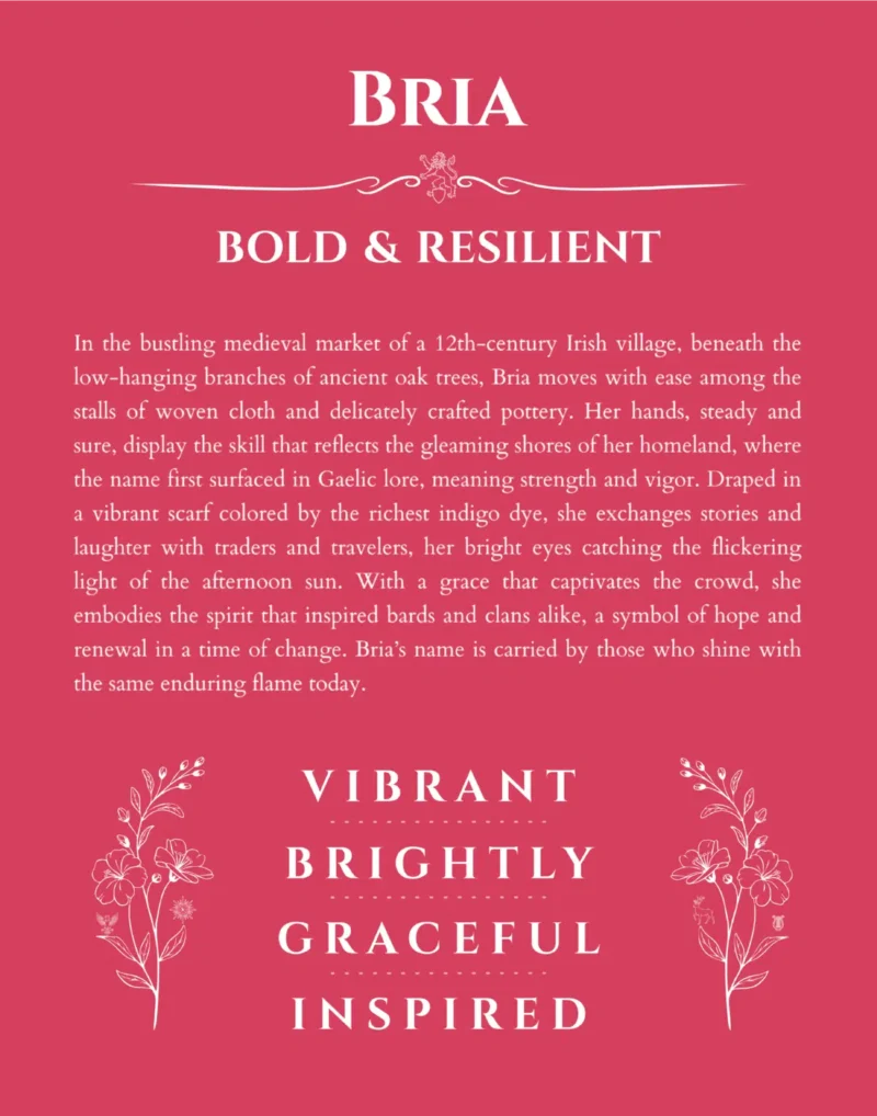 Bria custom name art showing meaning and origin in red