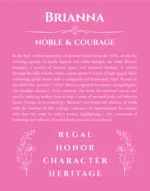 Brianna personalized name meaning print in pink