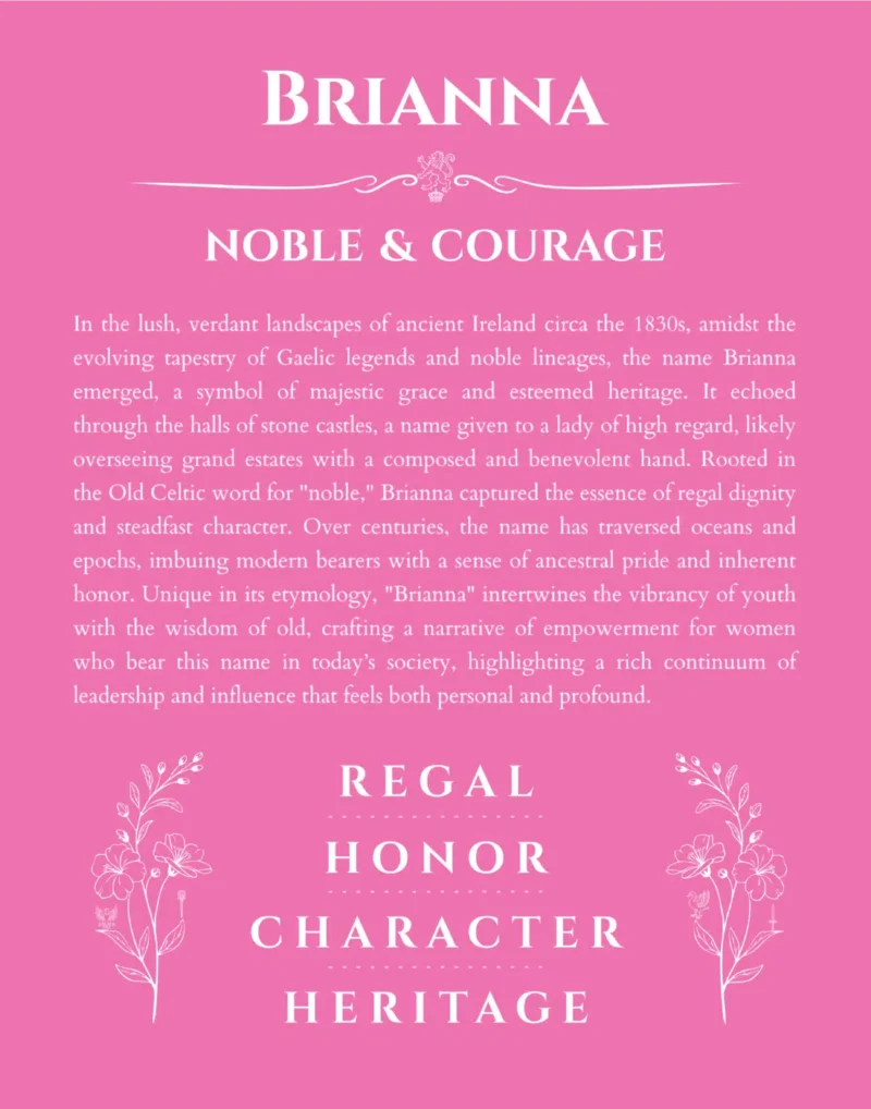 Brianna personalized name meaning print in pink