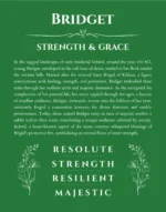 Bridget personalized name meaning print in dark green