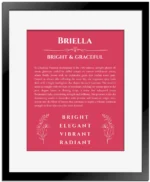 Briella name meaning wall art by Get Your Story in red with black matte frame