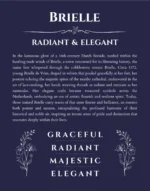 Brielle custom name art showing meaning and origin in navy blue