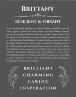 Brittany name origin print with meaning and traits in gray