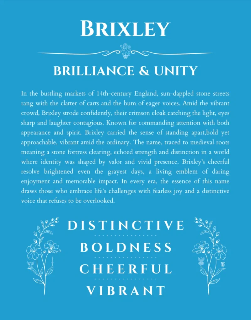 Brixley name meaning gift print in blue