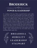 Broderick name origin print with meaning and traits in navy blue