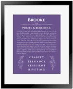 Brooke custom name print for wall display in purple with black matte frame