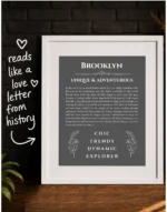 Brooklyn custom name print for wall display presented as a meaningful gift