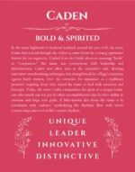 Caden personalized wall art with the story of your name in red