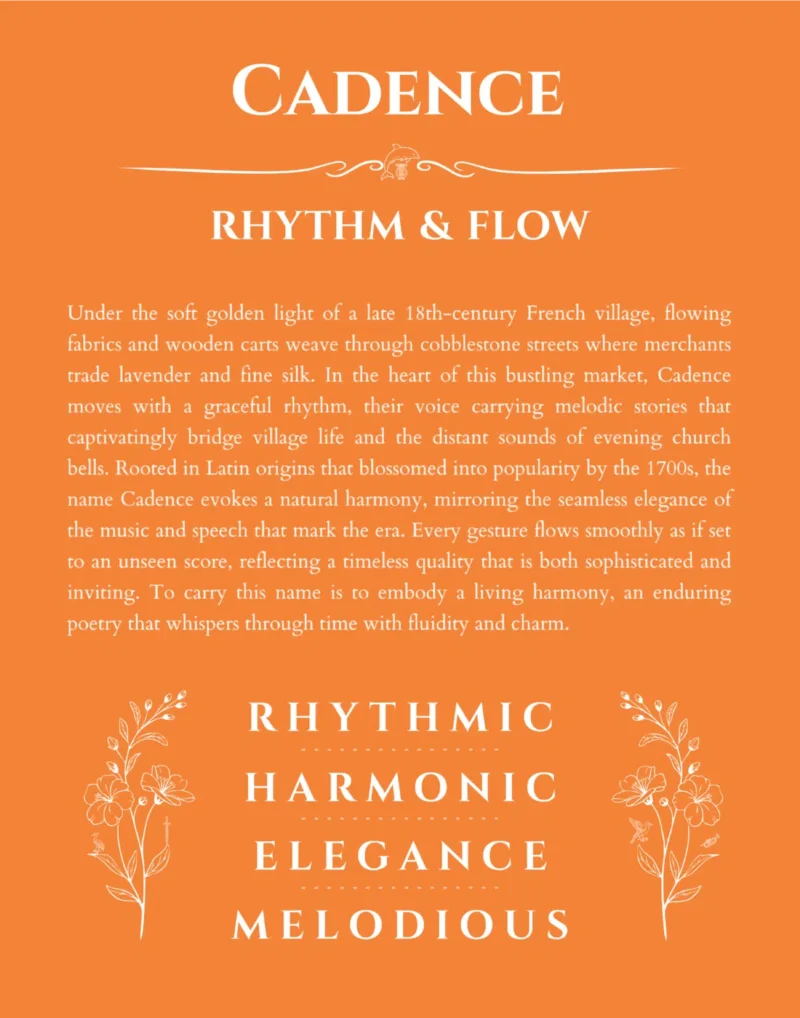Cadence personalized name print with origin and traits in orange