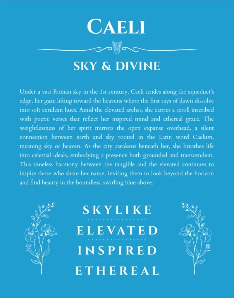 Caeli custom name meaning print in blue
