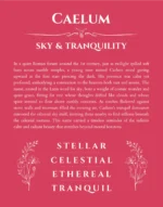 Caelum personalized name art with origin story in red