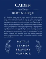 Caiden personalized name meaning print in deep blue