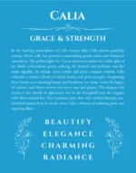 Calia name meaning gift print in blue