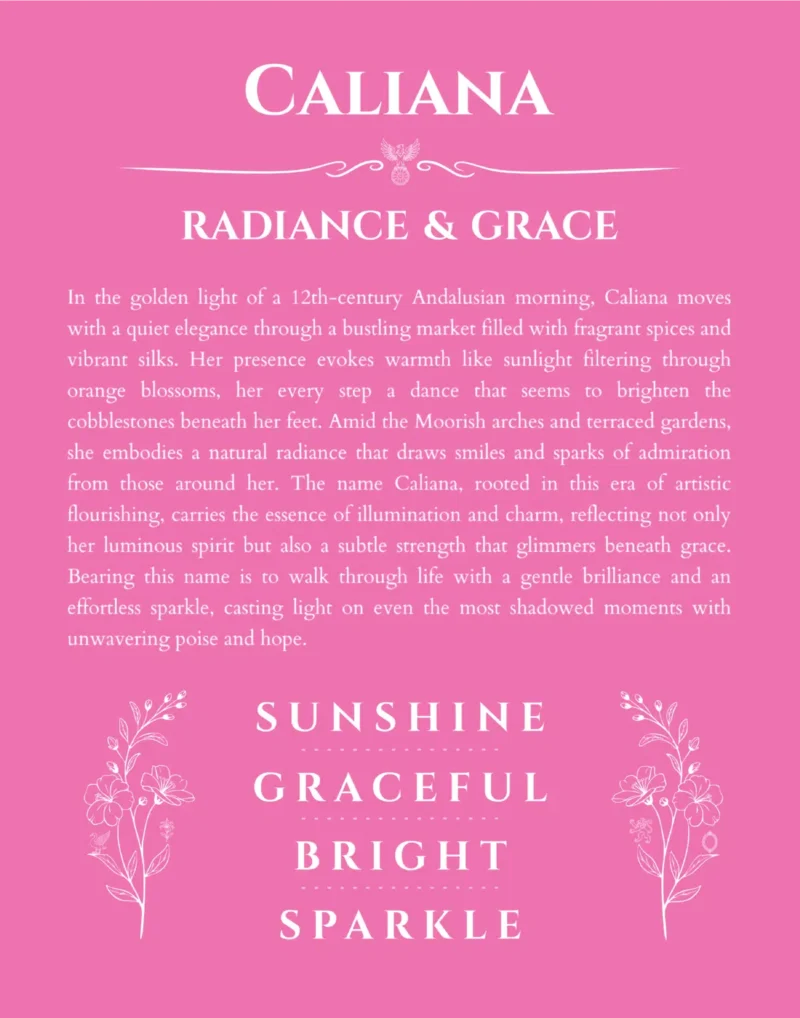 Caliana custom name print for wall display in pink
