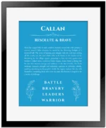 Callan custom name meaning print in blue with black matte frame