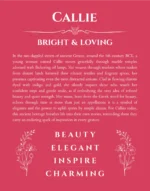 Callie personalized name print with origin and traits in red