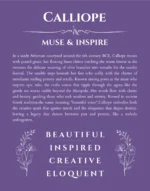 Calliope personalized wall art with the story of your name in purple