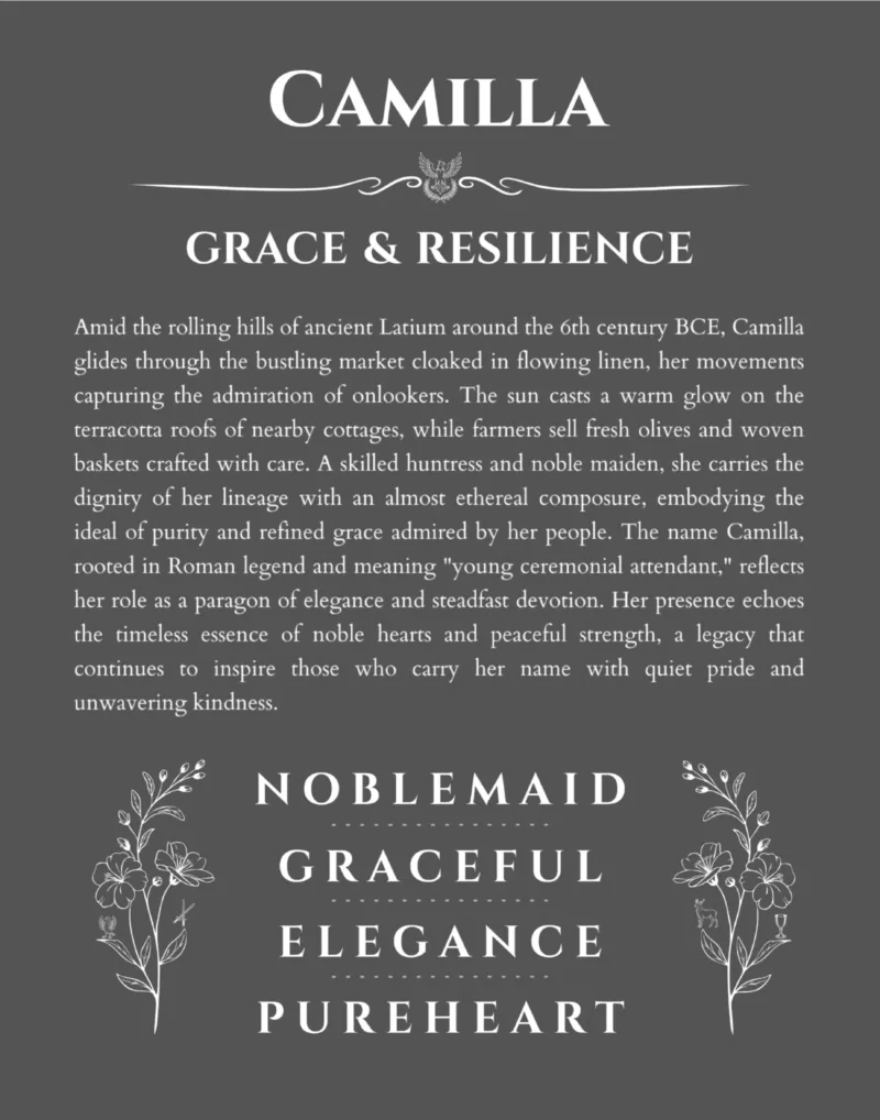 Camilla name meaning wall art by Get Your Story in gray