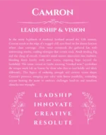 Camron name origin print with meaning and traits in pink