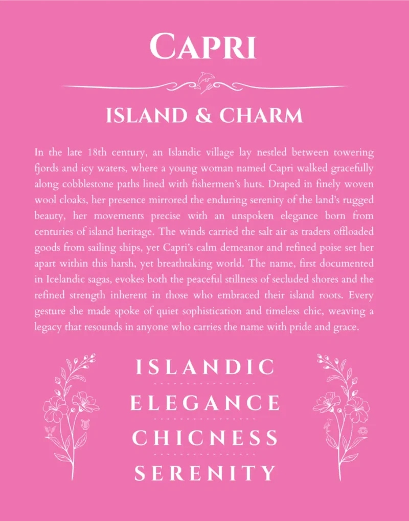 Capri name meaning gift print in pink