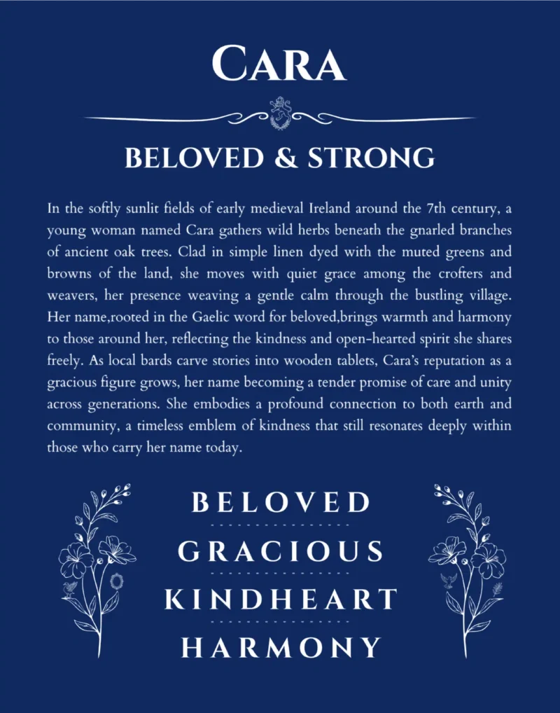 Cara custom name meaning print in deep blue