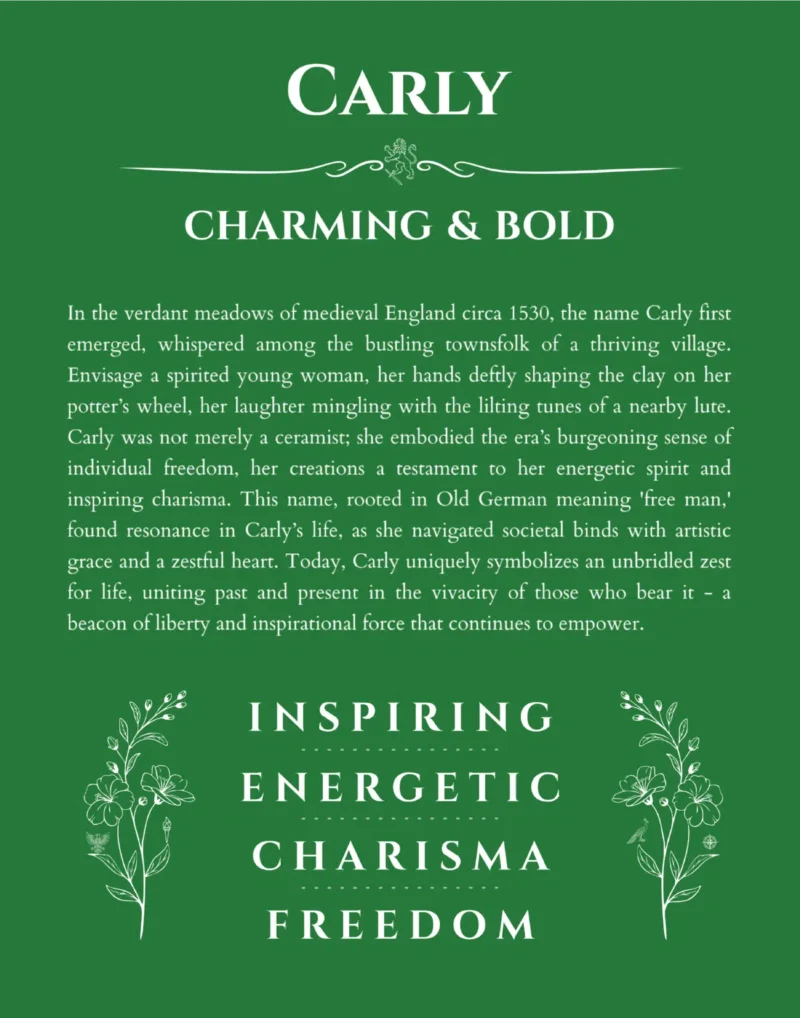 Carly custom name print for wall display in dark green