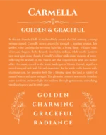 Carmella custom name art showing meaning and origin in orange