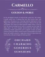 Carmello custom name art showing meaning and origin in purple