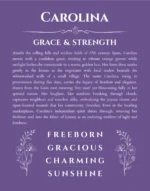 Carolina custom name print for wall display in purple