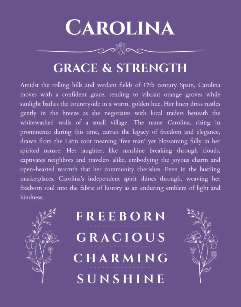 Carolina custom name print for wall display in purple