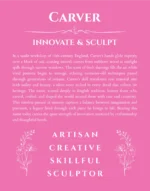Carver name origin print with meaning and traits in pink