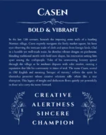 Casen personalized name art with origin story in deep blue