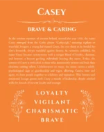 Casey custom name art showing meaning and origin in orange