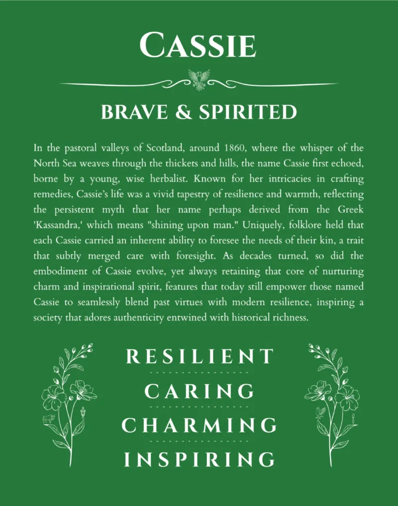 Cassie name meaning gift print in dark green