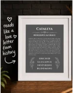 Cataleya personalized name meaning print presented as a meaningful gift