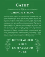 Cathy personalized wall art with the story of your name in dark green