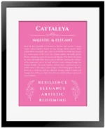Cattaleya name meaning wall art by Get Your Story in pink with black matte frame