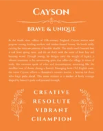 Cayson name meaning wall art by Get Your Story in orange