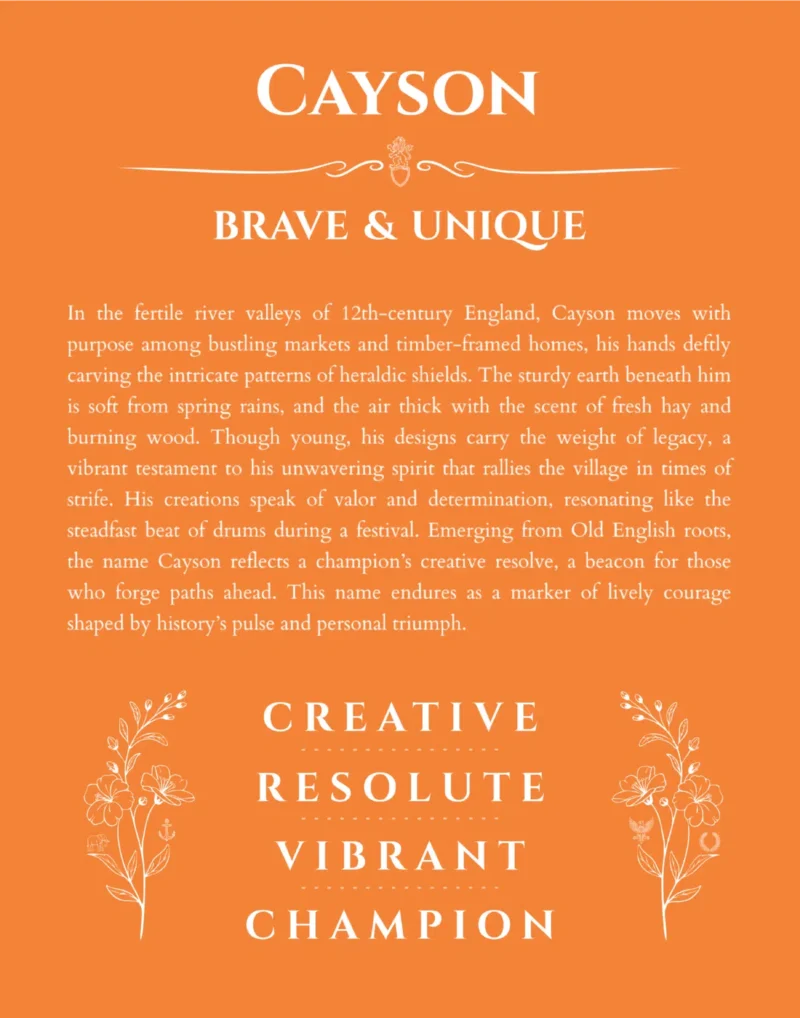 Cayson name meaning wall art by Get Your Story in orange