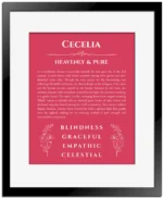 Cecelia name meaning wall art by Get Your Story in red with black matte frame