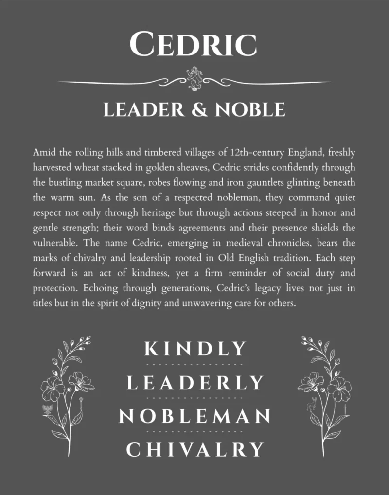 Cedric name meaning gift print in gray