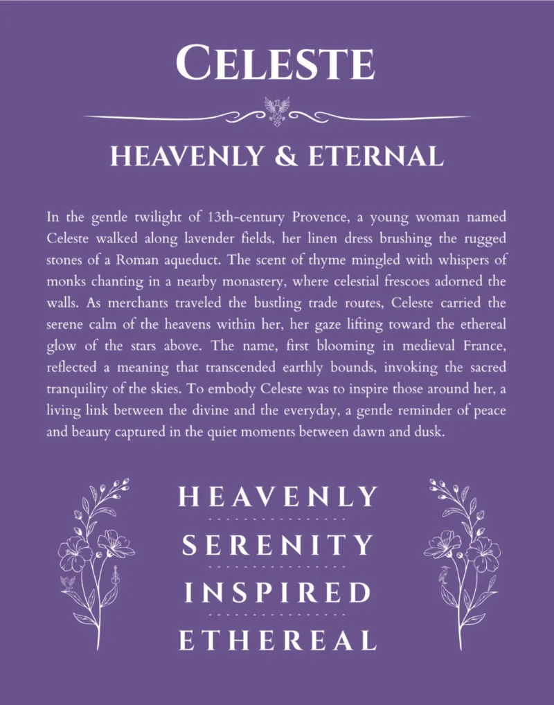 Celeste name meaning gift print in purple