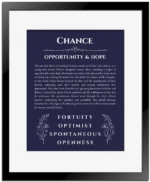 Chance name meaning wall art by Get Your Story in navy blue with black matte frame